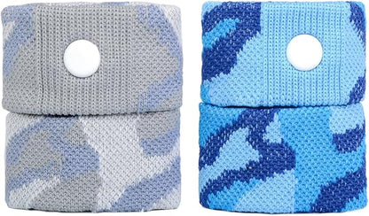 P6 Motion Sickness Bands for Kids Children’s Wristbands for Anti Nausea Sea Cruise Travel Car Sickness All-Natural Non Drowsy Relief Acupressure Treatment 2 Pack (Grey, Blue)