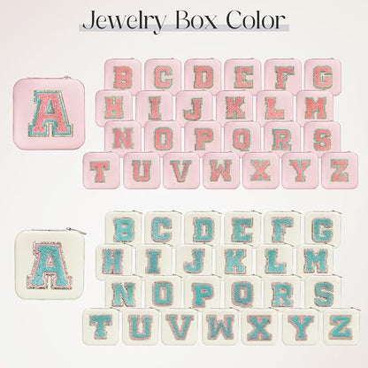 SANDJEST Personalized Jewelry Box, White Travel Jewelry Box with Initial Y, Small Monogrammed Jewelry Case Organizer for Girls Women Teen Kids, Mini Travel Essentials Gifts for Birthday Christmas