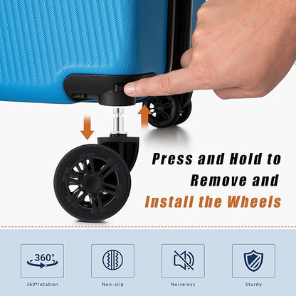 Expandable Luggage Sets 5 Piece,Suitcases with Detachable Wheels,ABS Hard Case Luggage with TSA Lock Spinner Wheels,Carry On Luggage Set