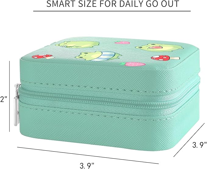 MAYCARI Jewelry Box with Cute Mushroom Frog Pattern Design, PU Leather Jewelry Travel Organizer Case-Rings/Earrings/Necklace Storage Box for Women Birthday Mom Friends Her Bridesmaids Girls s