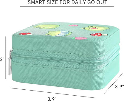 MAYCARI Jewelry Box with Cute Mushroom Frog Pattern Design, PU Leather Jewelry Travel Organizer Case-Rings/Earrings/Necklace Storage Box for Women Birthday Mom Friends Her Bridesmaids Girls s