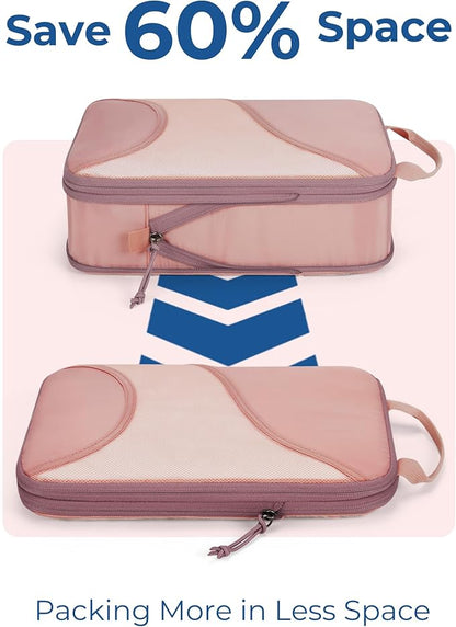 BAGSMART Compression Packing Cubes - 6 Set Travel Packing Cubes for Suitcases, Compression Suitcase Organizers with Shoe Bag