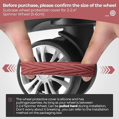 8 Pcs Upgrade Luggage Wheel Covers, Carry On Luggage Suitcases,Wear-Resistant, Anti-Noise, Silicone Wheel Protective Covers for 2-2.4" Spinner Wheel,Essential Travel Accessories (Brown)