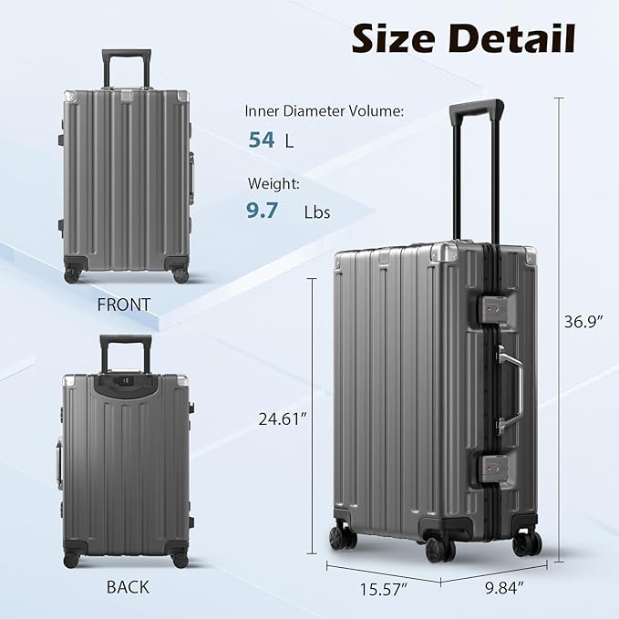 Krute Large Luggage 28 inch Zipperles Suitcase With Spinner Wheels USB Charger Hardside PC Aluminum Frame Luggages Checked Suitcases with TSA Lock (1 Piece)