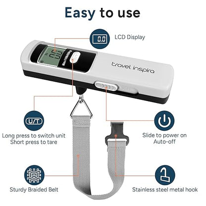 Battery-Free Luggage Scale, Suitcase Scale for Travel, 110 lbs/50 kg, Portable Handheld Weight Scale, No Batteries Needed