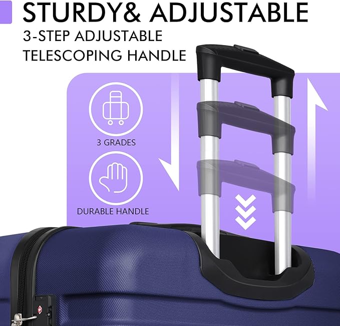 AnyZip Luggage PC ABS Hardside Lightweight Suitcase with 4 Universal Wheels TSA Lock Checked-Large 28 Inch Dark Blue