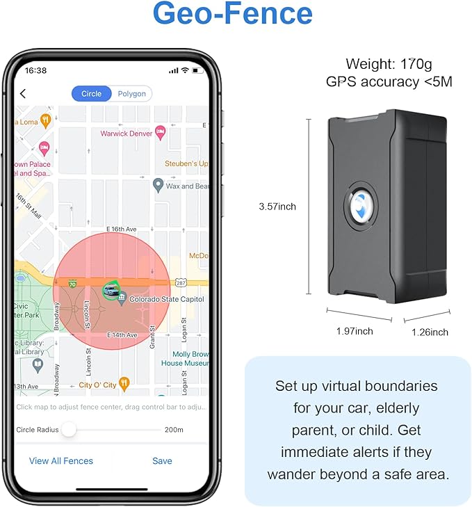 GPS Tracker for Vehicles&Car&Kids,Subscription Needed 4G LTE Tracking Device Geo-Fencing Alerts Real-Time GPS Magnetic Hidden Tracker iOS & Android (3)