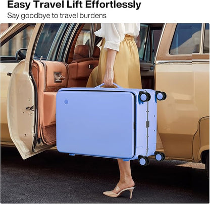 mixi 20 Inch Carry On Luggage 22x14x9 Airline Approved PC Hard Shell Suitcase Top Opening Aluminum Frame Travel Suitcases with Wheels, Lilac Purple