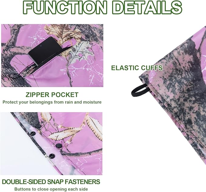 Hooded Rain Ponchos for Adult - Rain Coat and Rain Jacket with Waterproof Pocket and Zipper