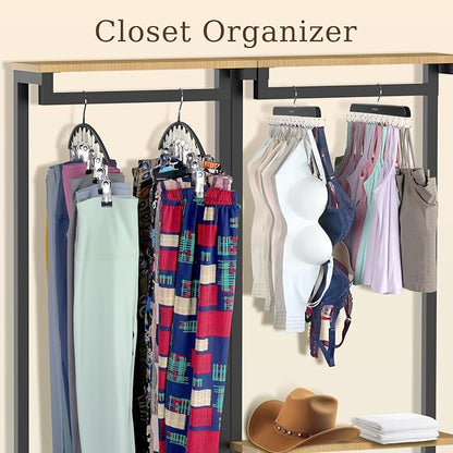 2 Pack Legging Organizer& Bra Hanger, 2 in 1 Space Saving Hanger Max 30 Leggings & Bras Capacity for Closet Organizers and Storage, Metal Yoga Pant Hangers& Foldable Wood Tank Top Organizer