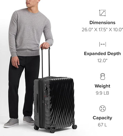 TUMI - 19 Degree Medium Checked Luggage 4 Wheeled Packing Case - Hard Shell Suitcase - 26.0" X 17.5" X 10.0" - Black