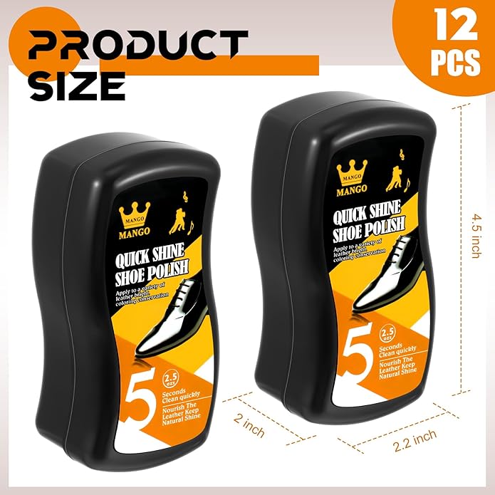 Loopeer 12 Pcs Shoe Shine Sponge Bulk, Instant Leather Shoes Shiner Care for Boots, Leather Accessories Quick Cleaning