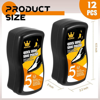 Loopeer 12 Pcs Shoe Shine Sponge Bulk, Instant Leather Shoes Shiner Care for Boots, Leather Accessories Quick Cleaning