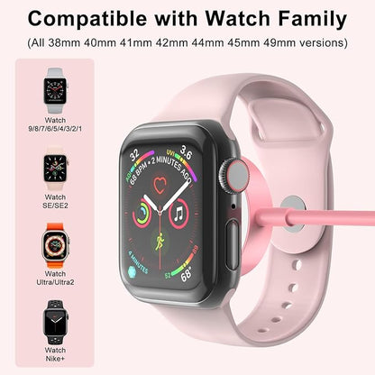2Pack Pink for Watch Charger USB Magnetic Fast Charger Portable Compatible with Watch Ultra/SE/Series 10-1 [3.3FT]