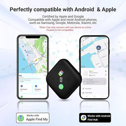 Dual-System Compatible Bluetooth Tracker for iOS or Android Key Finder, Item Locator, Smart Luggage Tracker, Pet Tracker Works with Apple Find My or Google Find Hub IP67 Waterproof Rating
