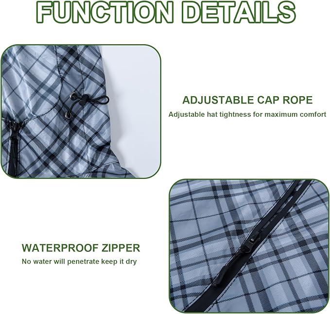Hooded Rain Ponchos for Adult - Rain Coat and Rain Jacket with Waterproof Pocket and Zipper