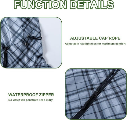 Hooded Rain Ponchos for Adult - Rain Coat and Rain Jacket with Waterproof Pocket and Zipper
