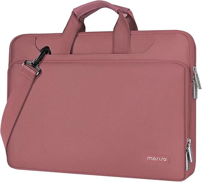 MOSISO 360 Protective Laptop Shoulder Bag Compatible with MacBook Air/Pro, 13-13.3 inch Notebook, Compatible with MacBook Pro 14 inch M5 M4 M3 M2 M1,Matching Color Sleeve with Belt, Dusty Rose