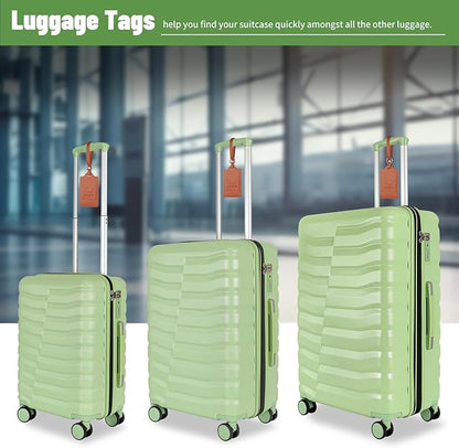 5-Piece Lightweight Luggage with Backpack Sets, ABS+PC Hard Shell Suitcase with TSA Lock & YKK Zipper (Avocado Green, 20in/24in/28in/BP/TB)