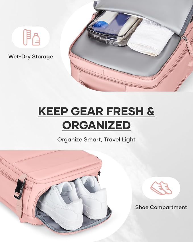 wepadre Vacuum Travel Backpack with Pump Travel Backpack with Vacuum System Easy Vac Pack Backpacks Vacpack Compression Backpacks Mochila de Viaje Compresion al Vacio Pink