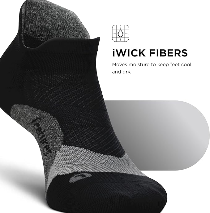 Feetures Elite Light Cushion No Show Tab Athletic Ankle Socks - Sport Sock with Targeted Compression