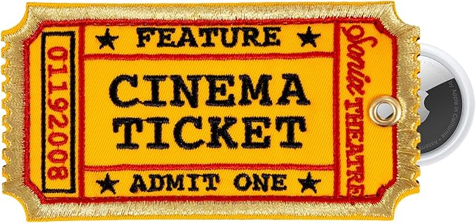 Sonix Keychain Case Compatible with Apple AirTag | Protective AirTag Cover Keychain Charm | Embroidered Cinema Tag Charm | Movie Ticket