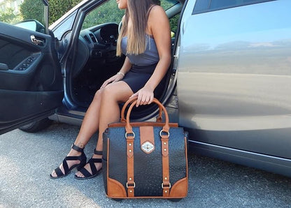 JKM & Company Rolling Laptop Bag for Women | Designer Wheeled Briefcase | Fits 13-17" Laptops | Office Travel Computer Case