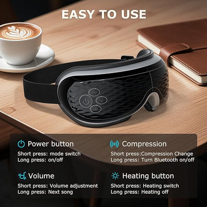 ALLJOY Eye Massager with Heat and Cooling, Lightweight Eye Massager with Removable Gel Mask, Christmas Gifts for Women,White Elephant Gifts for Adults Eye Care Devices for Migraine, Reduce Dry Eyes