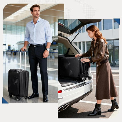 RAINSMORE Carry on Luggage Airline Approved, 20 Inch Expandable Hard Sided Carry on Suitcase with Spinner Wheels, Hard Shell Small Rolling Travel Luggages for Women Men with Tsa Lock, Black