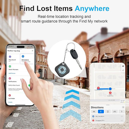 2 Packs Air Tracker Tags Compatible with Apple Find My (iOS Only), Bluetooth Tracker, Smart Keys Finder and Item Locator with Waterproof Case for Wallet Luggage Backpack 1B1W
