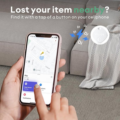 ATUVOS Air Tracker Tags-4 Pack, Bluetooth Luggage Tracker Works with Apple Find My APP (iOS Only, Not for Android), Keys Finder and Item Locator for Luggage, Backpack, Suitcases, Replaceable Battery