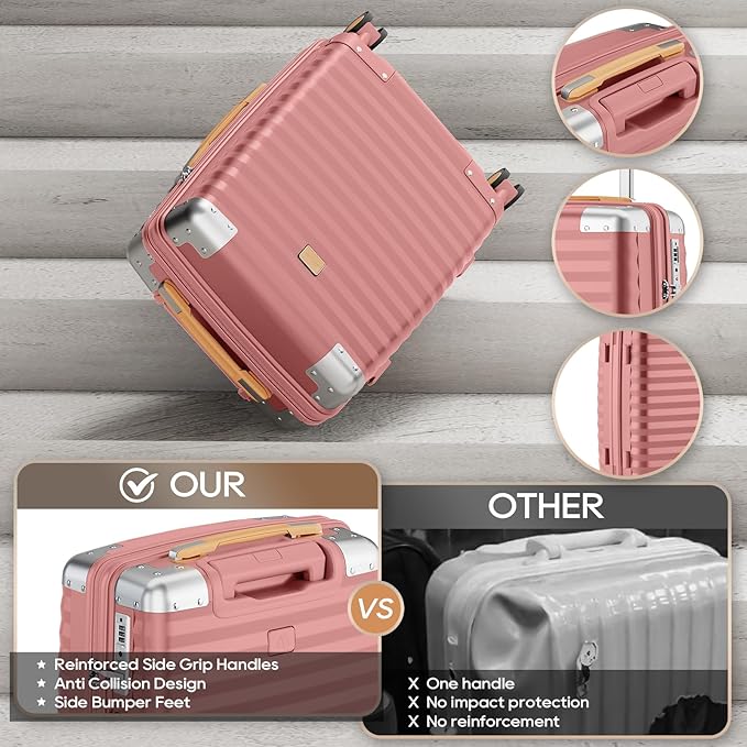 Joyway Carry On Luggage, 20 IN Suitcase Hardside Checked with TSA Lock (Rose Gold, 20'')