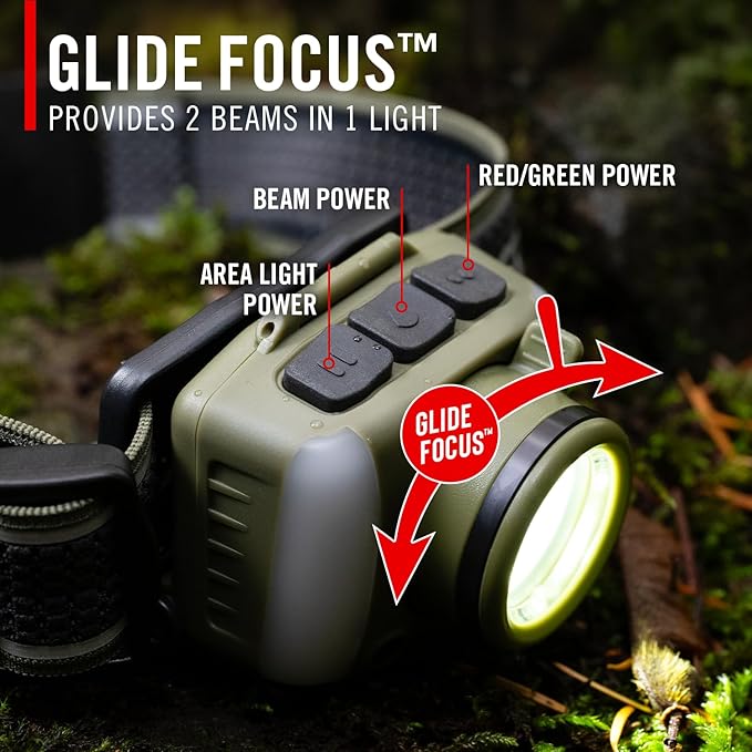 Coast FL97R Voice-Controlled 1200 Lumen Rechargeable LED Headlamp with Pure Beam® Spot & Flood, ARC Lighting, Red & Green Color Modes, Glide Focus™ Radial Arm Dial and USB-C Charge Port, Ocean Blue