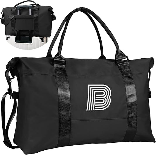 Daughter Gift from Mom, Gifts for Girls, Initial Travel Duffel Bag, Sports Gym Bag, Personalized Weekender Bag with Shoulder Strap, Overnight Bag for Women, Gifts for Friends (Letter B)