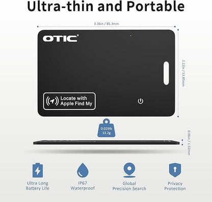 OTIC Wallet Tracker Card, Ultra-Thin 1.7MM Rechargeable Finder, Up to 10-Month Use, Works with Apple Find My (iOS), Locator for Wallet, Luggage, Passport, IP67 Waterproof, 1 Pack