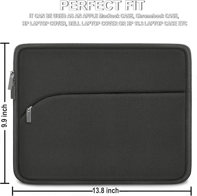 13.3 inch Laptop Sleeve, Portable Monitor Protective Laptop Case with Front Pocket Computer Bag Compatible with MacBook Air Pro 13.3 inch 14 inch, Dell, HP, Grey