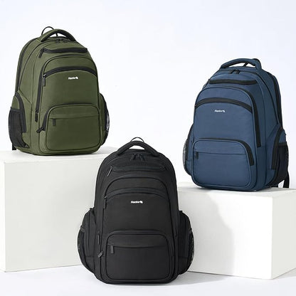 Hanke College Laptop Backpack Multi-Pocket, 18-Inch Large Travel Backpack for Men Women, Water Resistant College Bookbag for 15.6 Inch Laptop, Casual Daily Personal Item Airline Approved,Navy Blue