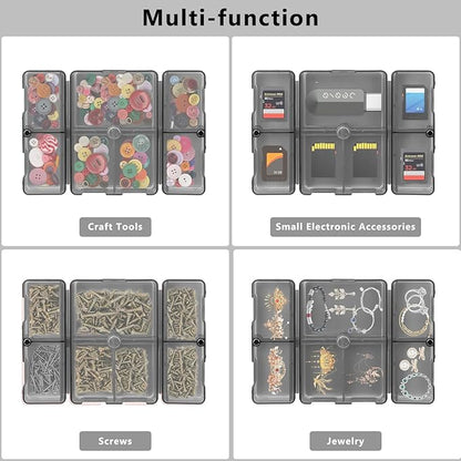 FYY Daily Pill Organizer, 7 Compartments Portable Pill Case Travel Pill Organizer,[Folding Design] Pill Box for Purse Pocket to Hold Vitamins,Cod Liver Oil,Supplements and Medication-Clear Black