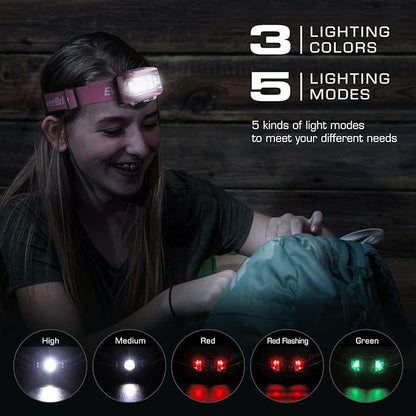 EverBrite Headlamp, 2 Pack Kids Headlamp with Red Light and Memory Function, Head Lamp for Adults and Kids with 5 Modes, Bright Headlamps for Camping, Running, Christmas Gifts, Batteries Included