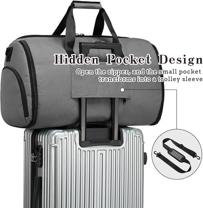 Garment Duffle Bags for Travel, Carry On Garment Duffel Weekender Bag 45L | 2-days Trip,Wrinkle-Free Travel,Separate Shoe Pocket | Overnight Garment Bag for Vacation, Business Trips, Weekend