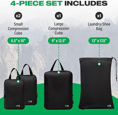 Carry On Travel Backpack Bundle | Island Hopper Travel Backpack with Toiletry Bag and Compression Packing Cube Set