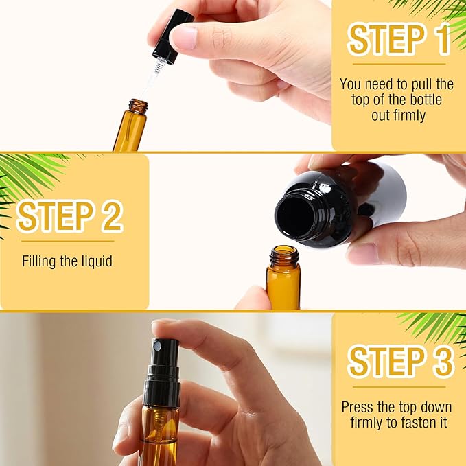 Tanlade 300 Pcs 5ml Mini Spray Bottles Brown Glass Perfume Atomizer Sprayer Bottles Portable Perfume Travel Refillable Bottle for Travel Pocket Dispenser Container