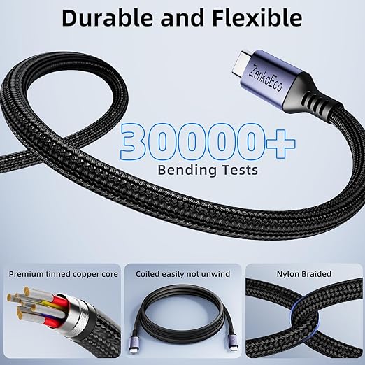 USB C to USB C Cable, 2 Pack 6.6FT, 100W PD 5A QC 4.0 Fast Charging Cord, Nylon Braided Type C Charger Cord for iPhone 17 Air/16 Pro Max MacBook iPad Samsung S25 Ultra S24 S23 (Black)