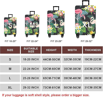 WUJIAONIAO Travel Luggage Cover Baggage Suitcase Cover Protector Skins 18-32 Inch (Flower flamingo, S (for 18-20 inch luggage))