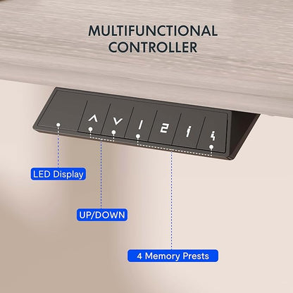 FLEXISPOT EN1 One-Piece Standing Desk with 1-Inch Thick Desktop, 48"x30" Electric Height Adjustable Desk for Home Office & Multi-Device Workstations, Gray Wood