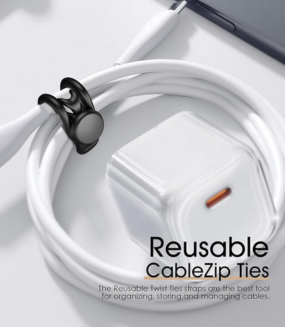 Nearockle Silicone Cable Ties Cord Organizer for Cable Management, 20Pcs 3" and 4.5" Reusable Cable Organizer Electronic Accessories for Home, Office, Kitchen, School, Travel (Black)