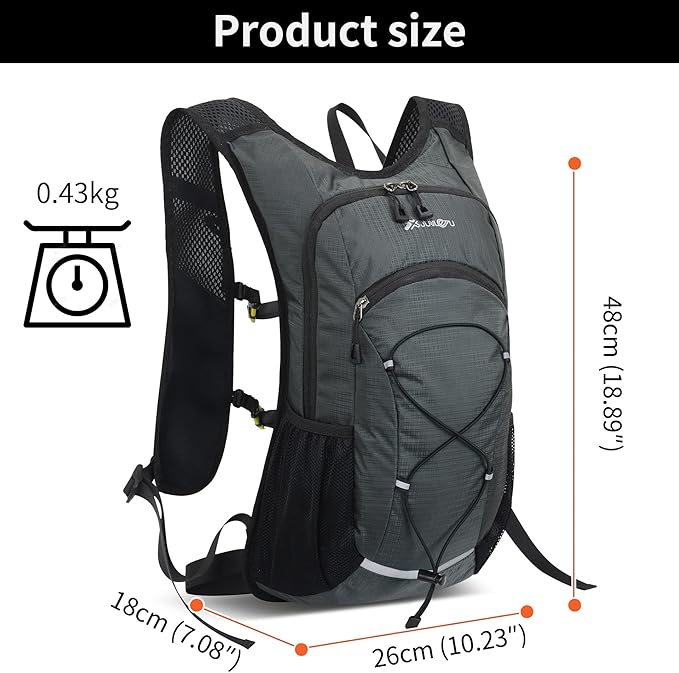 DOJUNS Hiking Backpack Lightweight Travel Backpack 20L Waterproof Hiking Daypacks Camping Backpack for Men Women (gray)