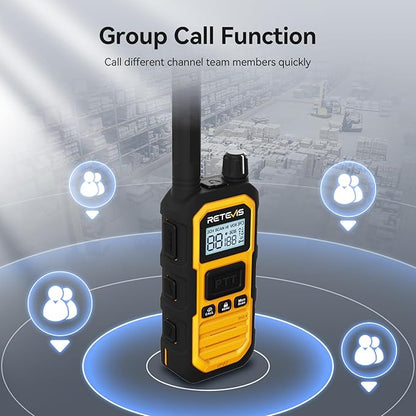 Retevis RB48 Plus Walkie Talkies Long Range, Heavy Duty Rechargeable GMRS Two Way Radios, IP67 Waterproof, Shock Resistant, Group Call, VOX(6 Pack with Gang Charger)