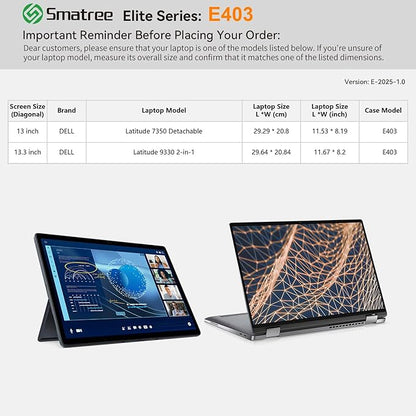 Smatree Laptop Sleeve for 13 inch DELL Latitude 7350 Detachable,for 13.3 inch Latitude 9330 2-in-1,Case with Pocket,YKK Zipper,Patented Shockproof Design,Green(E403G)