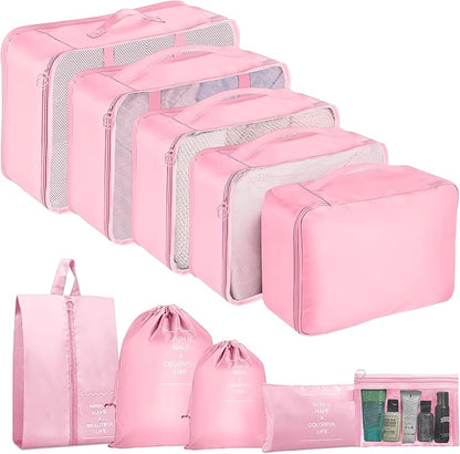 Packing Cubes for Travel - 10 Set Luggage Organizer Bags for Family, Mesh Breathable Travel Packing Cubes for Suitcases Durable Essentials Bags Set
